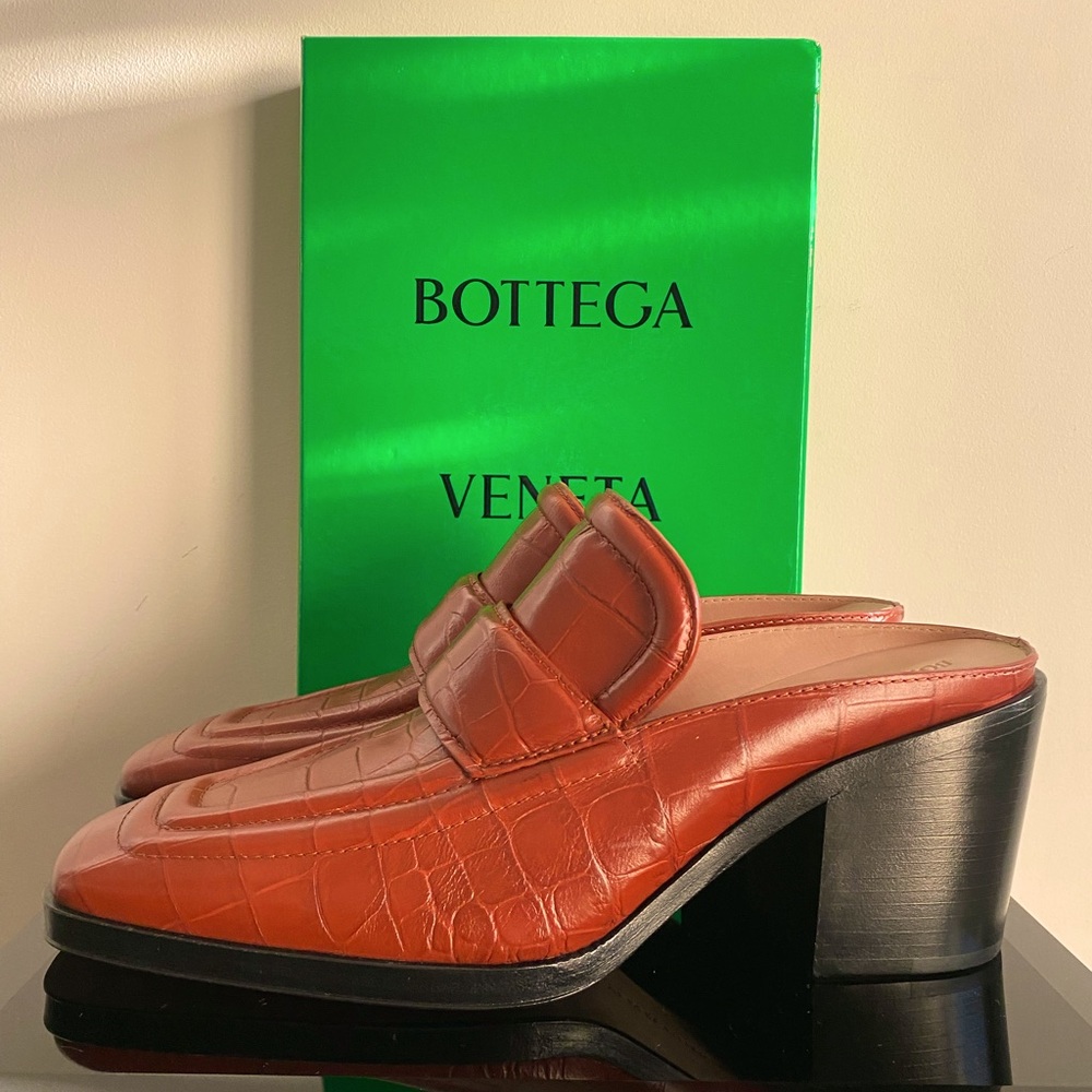 Bottega Veneta alligator pumps/mules